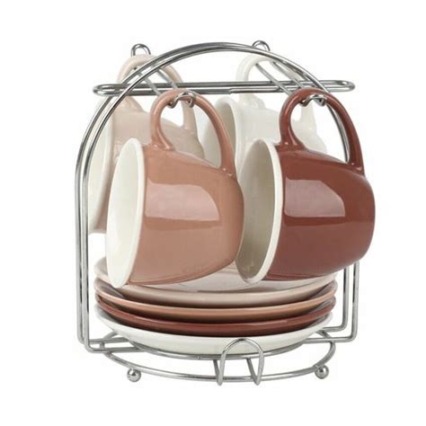 Juego De Tazas De Caf Dkd Home Decor Beige Marr N Porcelana Bone China