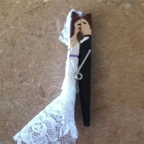 Bride And Groom Clothes Pin I Made Clothes Pin Crafts Clothes Pins