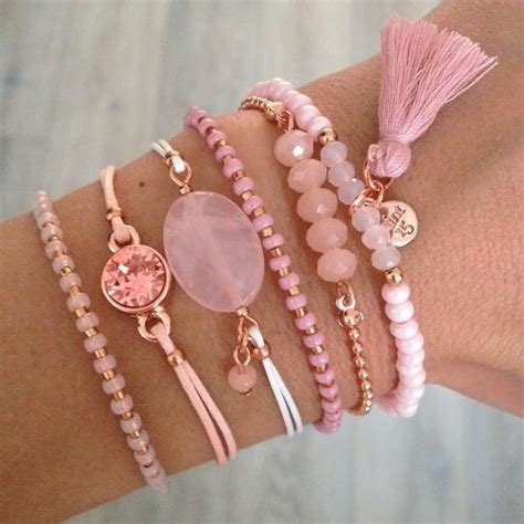 Pink Bracelets With Rosegold Mint Mint Nl Handmade