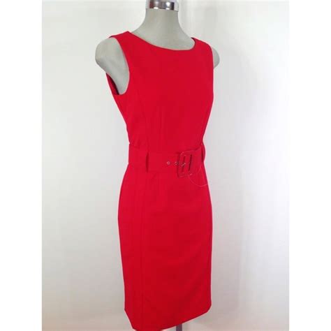 Calvin Klein Dresses Calvin Klein Red Belted Sheath Dress Poshmark