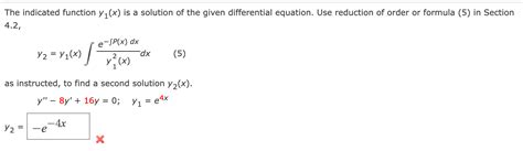 Solved The Indicated Function Y1 X Is A Solution Of The