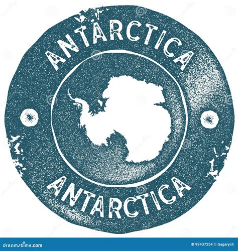 Antarctica Map Vintage Stamp Vector Illustration