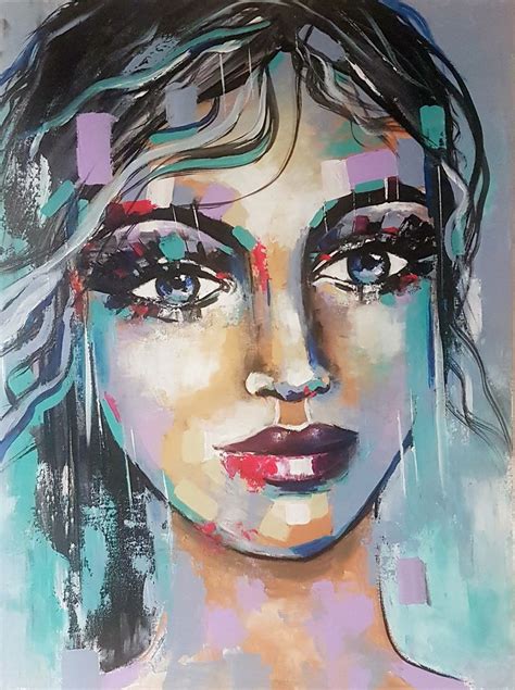 Carmen Abstract Painting By Camelia Berberich Abstract Face Art