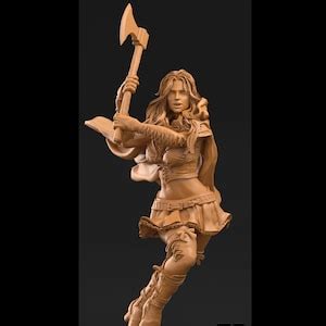 Pinup Human Sexy Female Fighter With Axe PC Or NPC 28mm 32mm Scales