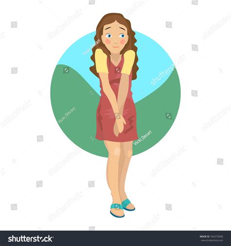 Vector Shy Girl Stock Vector Royalty Free 764272090 Shutterstock