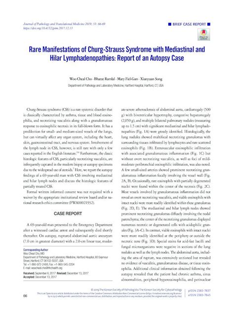 Pdf Rare Manifestations Of Churg Strauss Syndrome With Churg