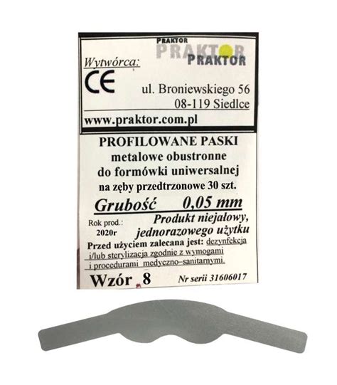 Paski metalowe profilowane płaskie 8 PO 0 05 mm Servident pl