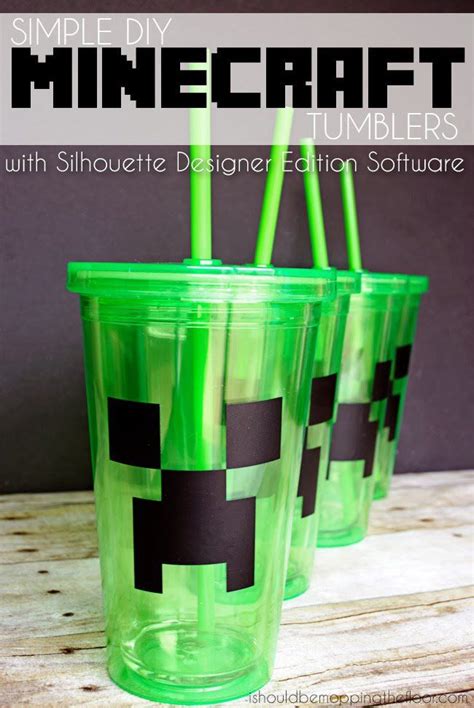 Diy Minecraft Cups With Dollartree Tumblers Minecraft Diy Crafts Minecraft Party Minecraft