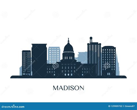 Madison Skyline Monochrome Silhouette Stock Vector Illustration Of