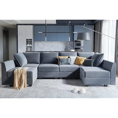 Amazon JACH 130 U Shaped Sectional Sofa Minimalist Chenille