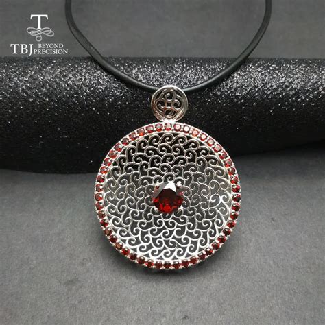 Tbj New Big Natural Garnet Gemstone Pendants In 925 Sterling Silver