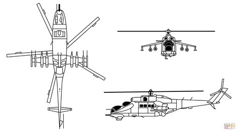 Mil Mi24 Hind Helicopter coloring page | Free Printable Coloring Pages