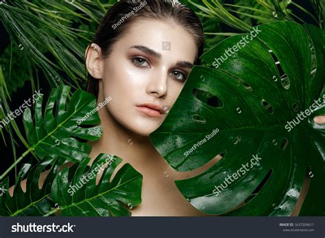Beautiful Woman Naked Shoulders Exotic Green Stock Photo Shutterstock