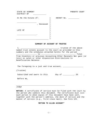 Summary Trustee Doc Template PdfFiller