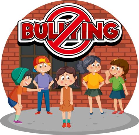 Stop Bullying Text With Cartoon Character 13320949 Vector Art At Vecteezy