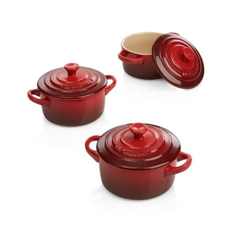 Set Of Le Creuset Cerise Mini Cocottes Crate And Barrel