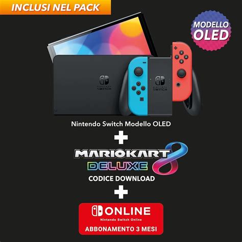 Nintendo Switch Oled Néon Bleu Néon Rouge Mario Kart 8 Deluxe Bundle