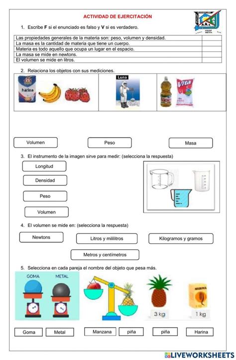 Propiedades De La Materia Online Exercise For 3o Actividades De