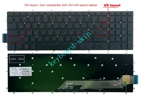 Nuevo Teclado De EE UU Letras Rojas No Retroiluminadas Para Dell G3 17