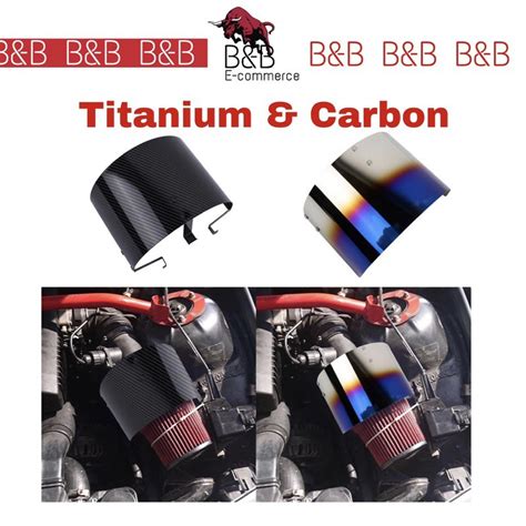 Car Universal Stainless Steel Titanium Blue And Carbon Air Intake Filter Heat Shield Cover