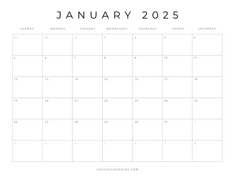 January 2025 calendar printable: plan your month with ease