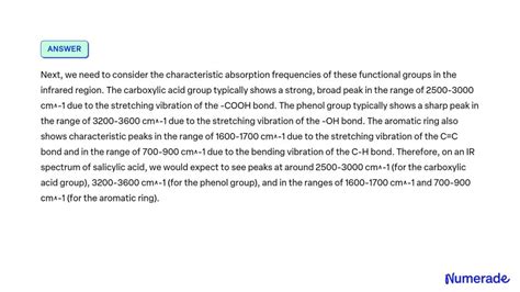 Solved What Peaks Would Show Up On A Ir Spectrum Of Salicylic Acid