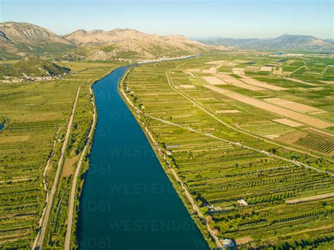 Aerial View Of The Neretva Delta Valley River Near Ploce South