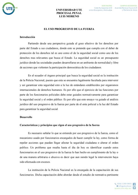 Uso Progresivo De La Fuerza PROCESAL PENAL LUIS MORENO EL USO