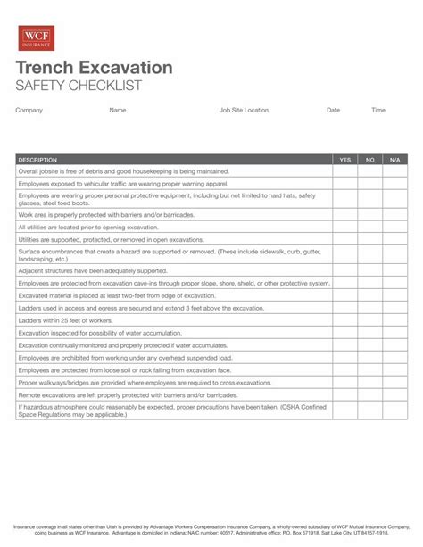 Pdf Trench Excavation Safety Checklist2016 Excavation Safety Trench Excavation