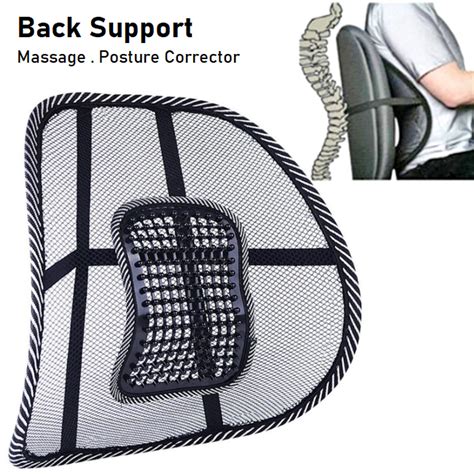 Lumbar Back Support Spine Posture Corrector Massage Bead Backrest