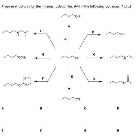 Solved Propose Structures For The Missing Nucleophiles A H Chegg