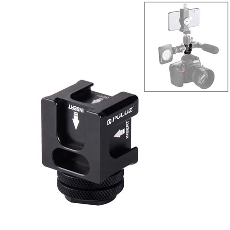 PULUZ 4 Head Hot Shoe Mount Adapter Microphone Flash Light Aluminum Alloy Holder Bracket