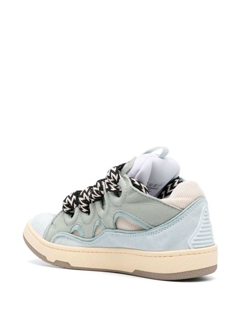 Lanvin Curb Lace Up Sneakers Blue Farfetch