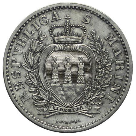 1898 R 1 Lira Argent Saint Marin Valore SUP Mynumi