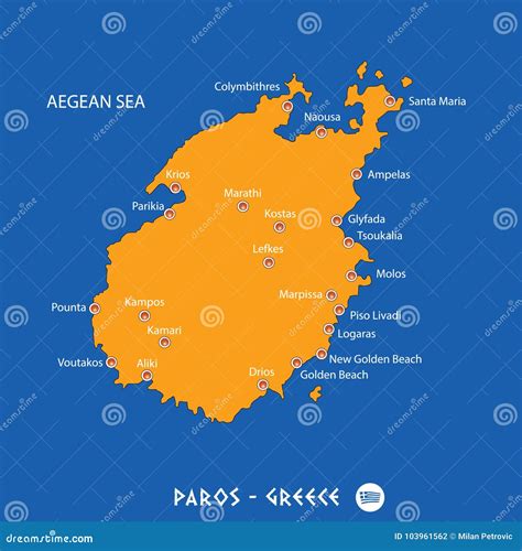 Island Of Paros In Greece White Map Illustration Cartoon Vector | CartoonDealer.com #99764765