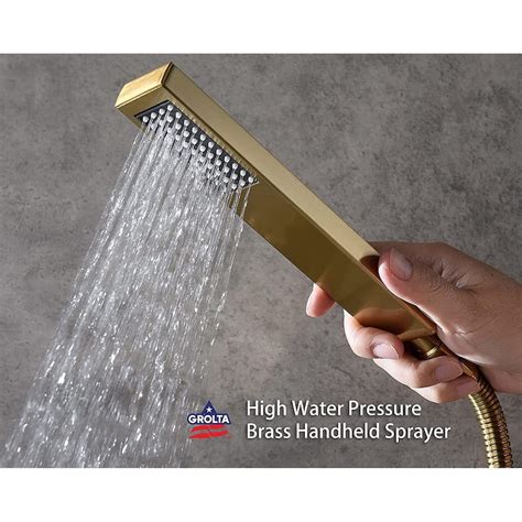 Brushed Gold 22 Rainfall Waterfall 4 Way Thermostatic Shower Faucet