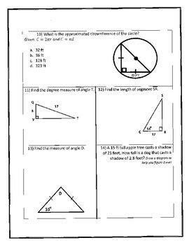 Right Triangle Trigonometry Unit Test by Raising Our Standards | TpT