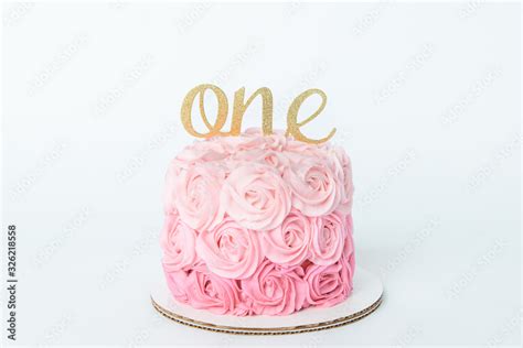 First Birthday Pink Ombre Birthday Cake With A One On Top As A Cake