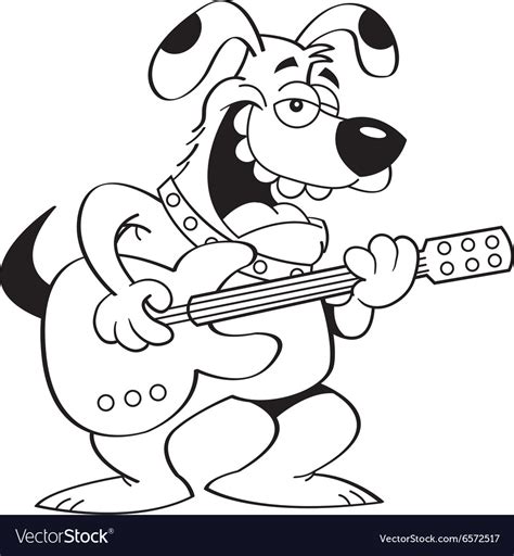 Cartoon dog playing a guitar Royalty Free Vector Image