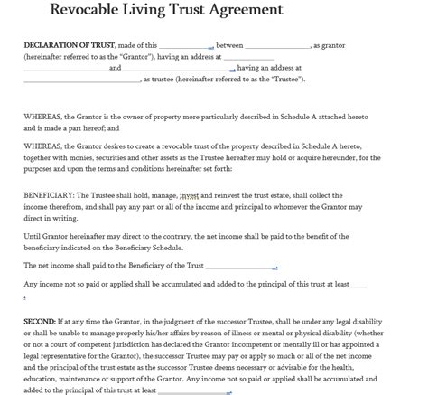 7 Living Trust Forms Template Editable Free Word Pdf Doc