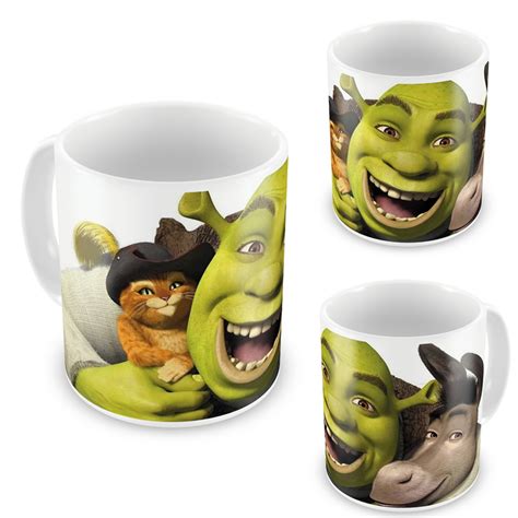 Caneca Porcelana Shrek Burro E Gato De Botas Cod Elo