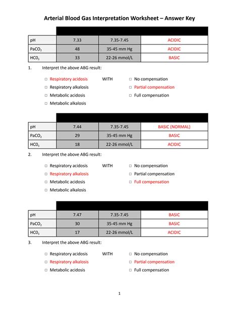 Acid Base Disorders Worksheet Step Gather The Grepmed