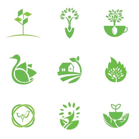 Eco Logo Design Template For Business And Company Set Vector