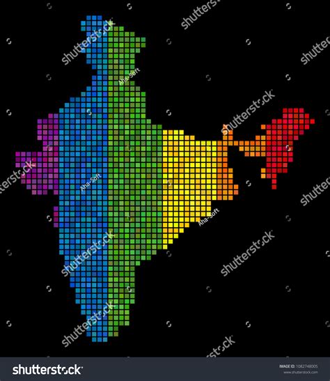 Pixel Lgbt India Map Lesbians Gays Stock Vector Royalty Free