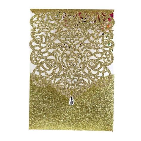 Carte D Invitation Only Gold Cover 25pcs 25 50pcs Paillettes Papier