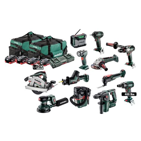 Metabo Au69000180 18v 5 5ah Lihd Lithium Ion Mega Brushless 12 Piece