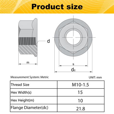 Mriuuod Tuercas Hexagonales De Brida Dentada M10 Tuercas Hexagonales