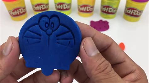 Play Doh Smiley Mickey Mouse With Doraemon Hello Kitty Mold Fun Learn