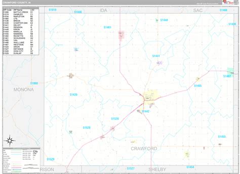 Crawford County, IA Wall Map Premium Style by MarketMAPS - MapSales