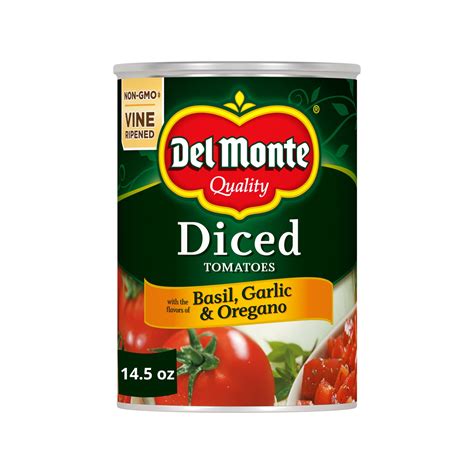 Del Monte Diced Tomatoes With The Flavors Of Basil Garlic Oregano